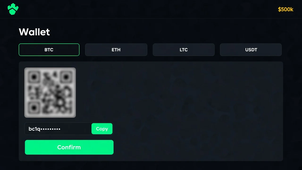 Mobile wallet. Confirm amounts on the Wallet page